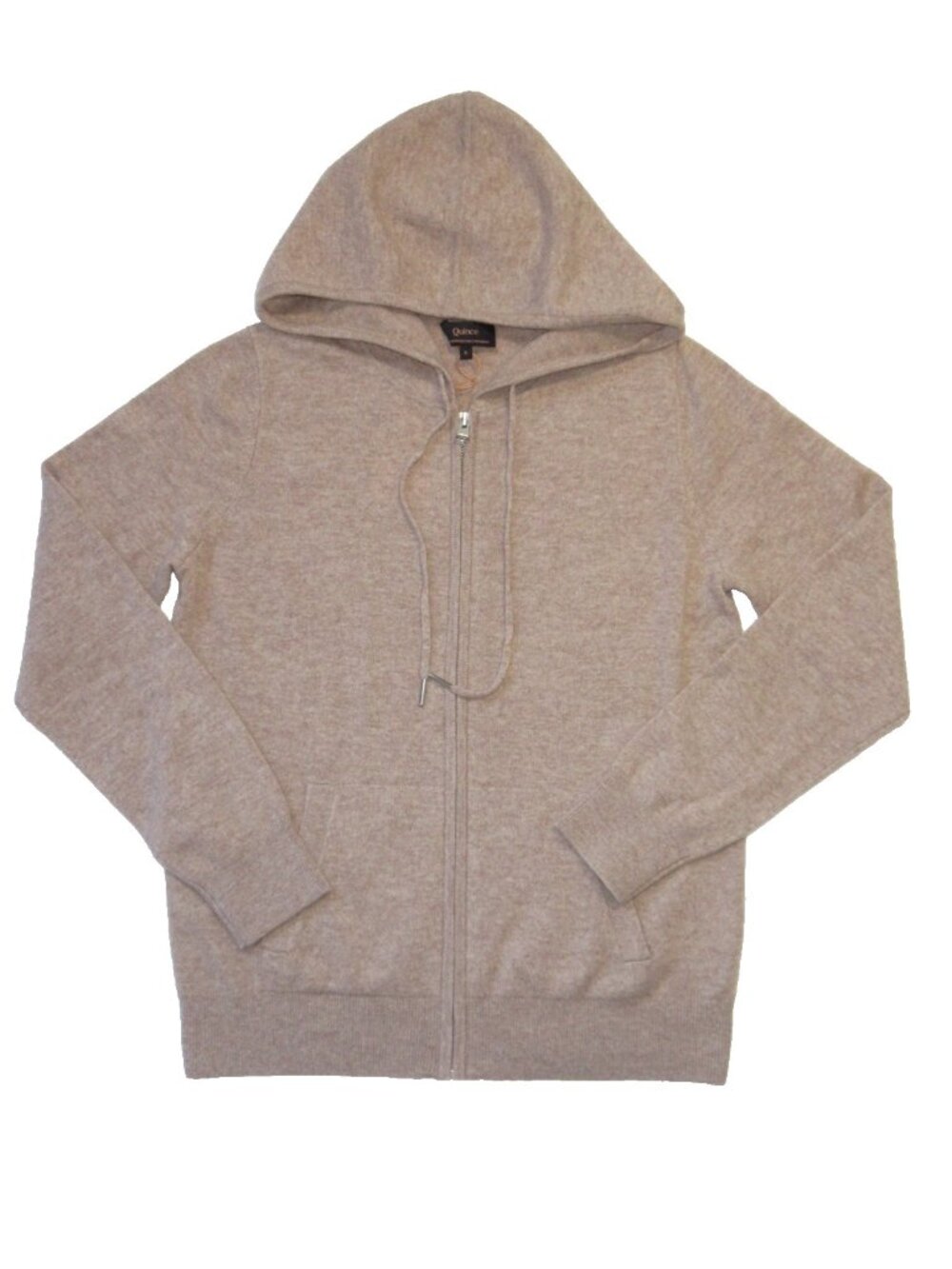 NWT Quince Mongolian Cashmere Full-Zip Hoodie in Oatmeal Sweater S